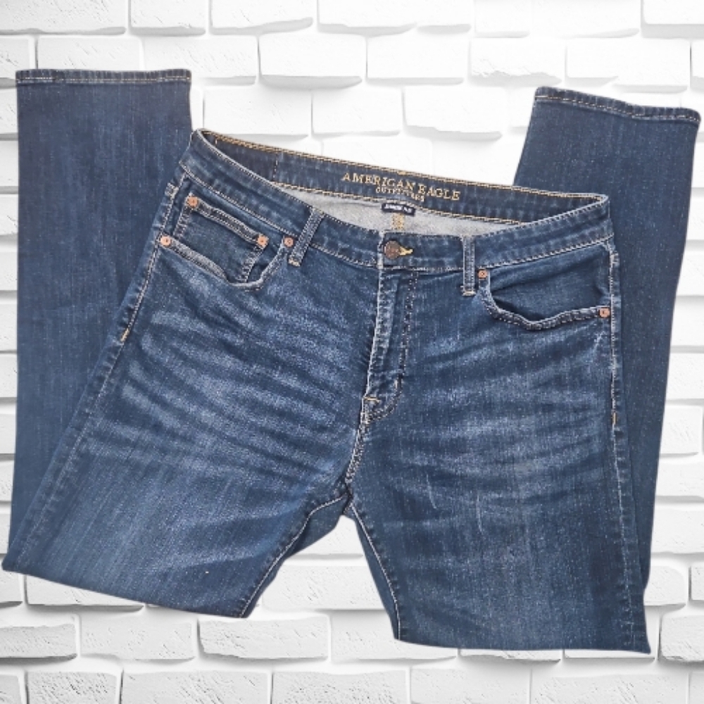 American Eagle Outfitters Dark Blue Extreme Flex Jeans Slim Straight